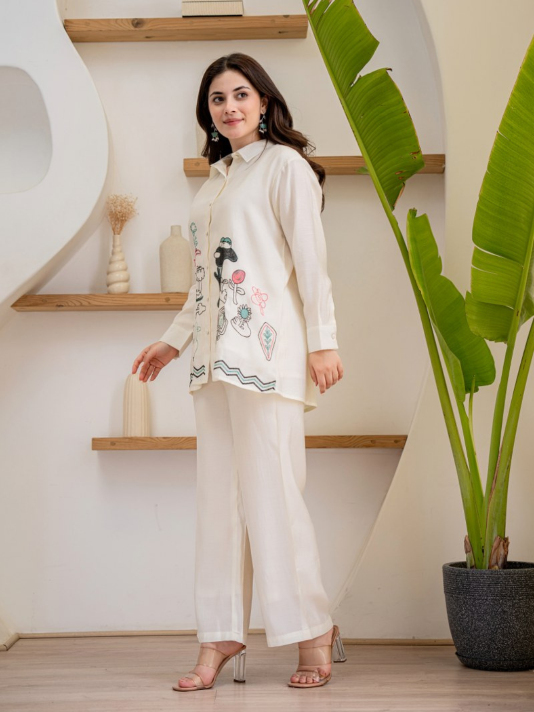 Cartoon Embroidered Co-ord Set