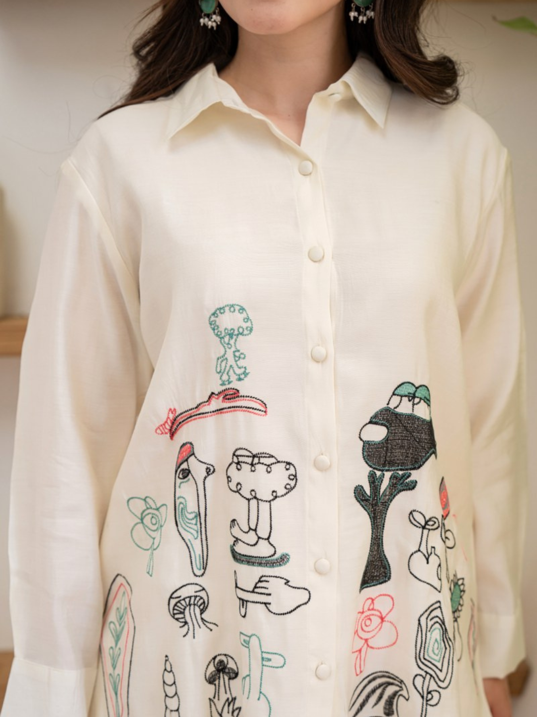 Cartoon Embroidered Co-ord Set
