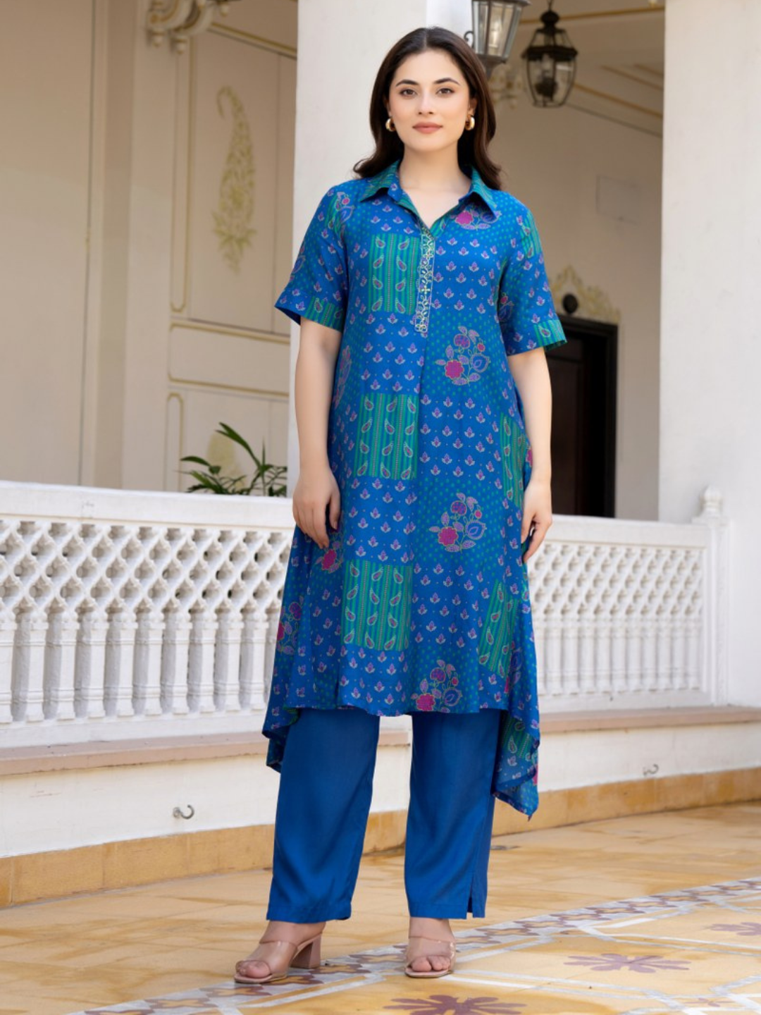 Blue Printed Kurta Pant