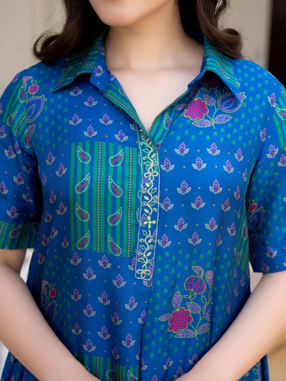 Blue Printed Kurta Pant