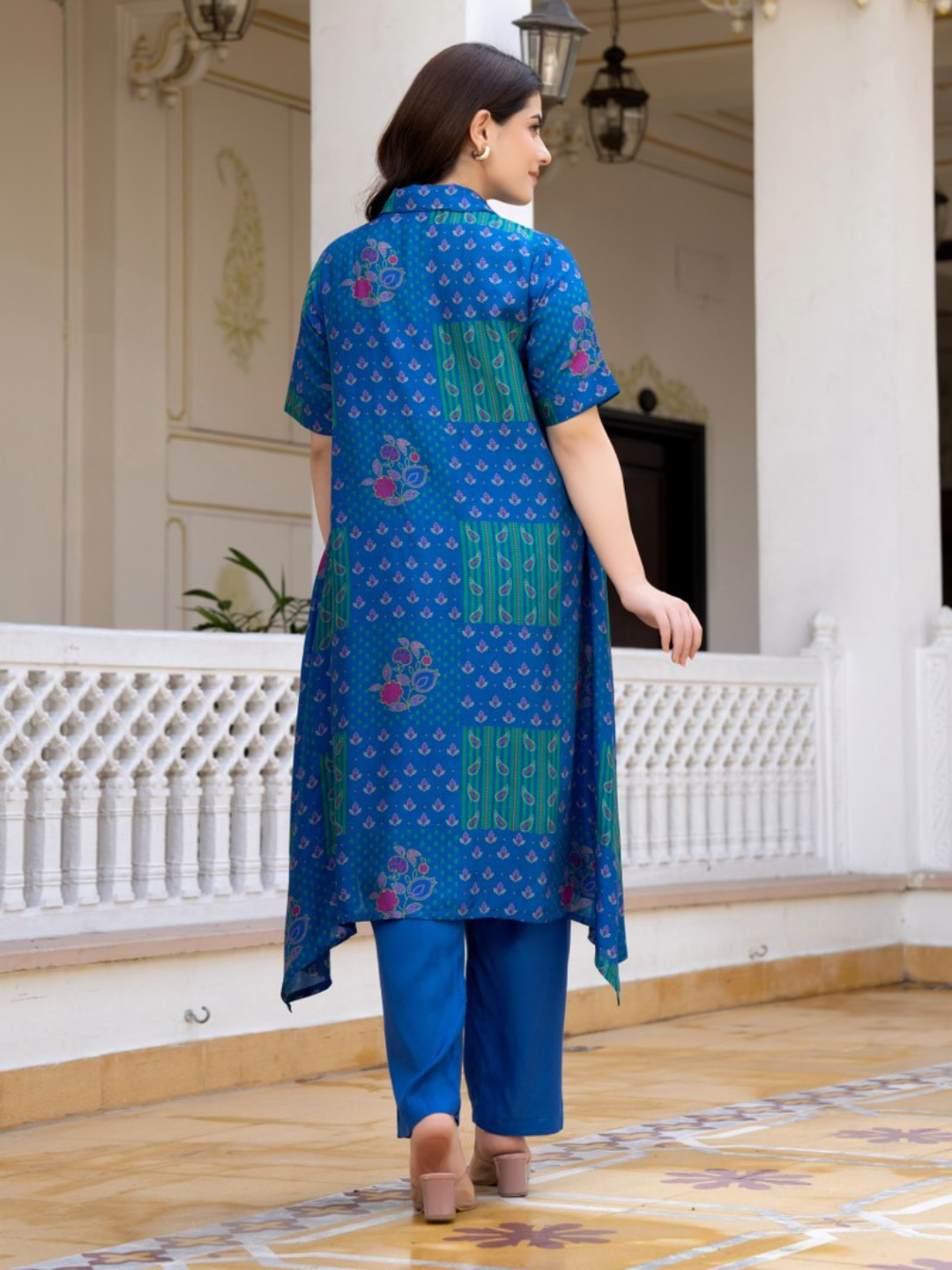 Blue Printed Kurta Pant