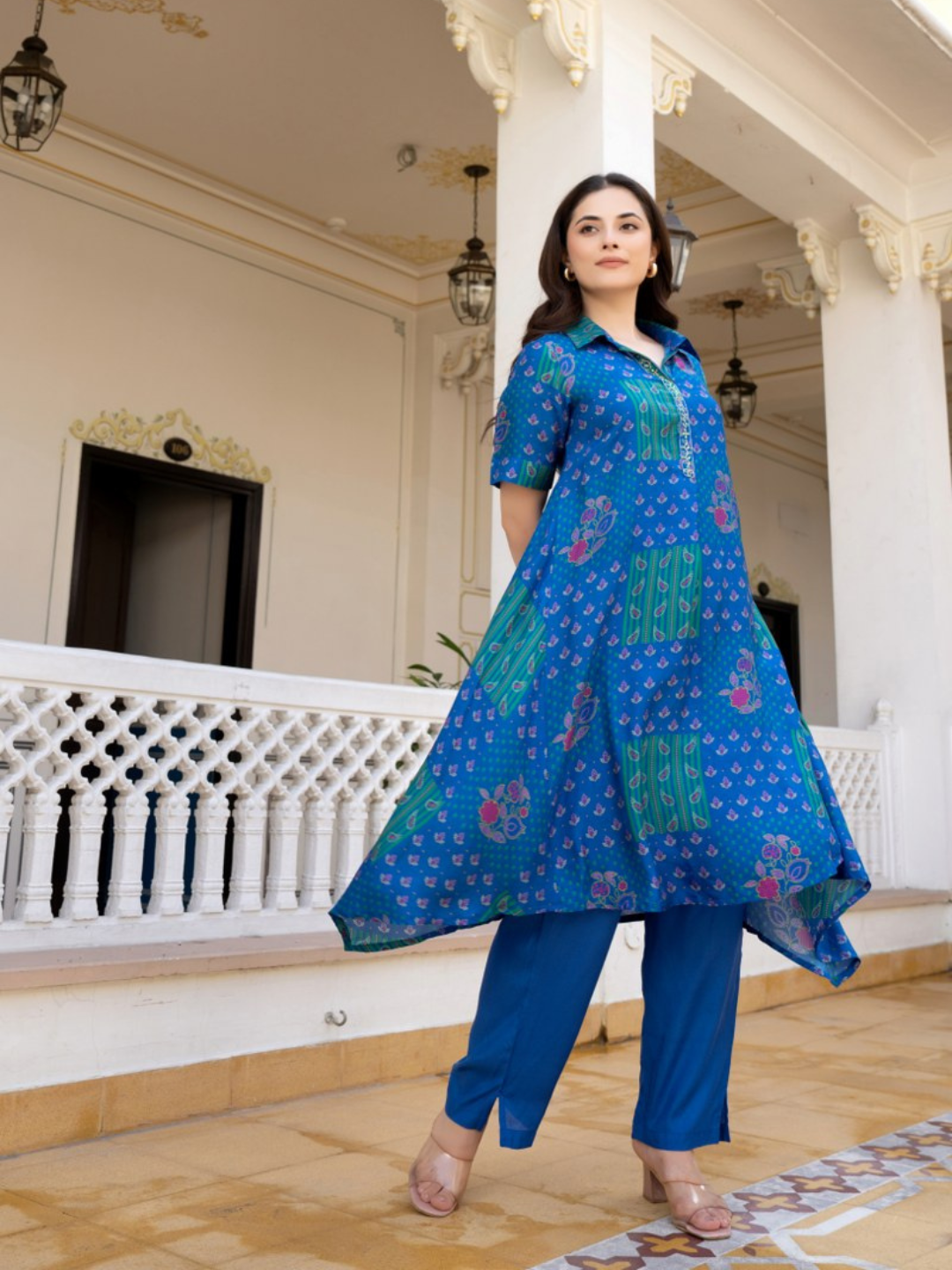 Blue Printed Kurta Pant