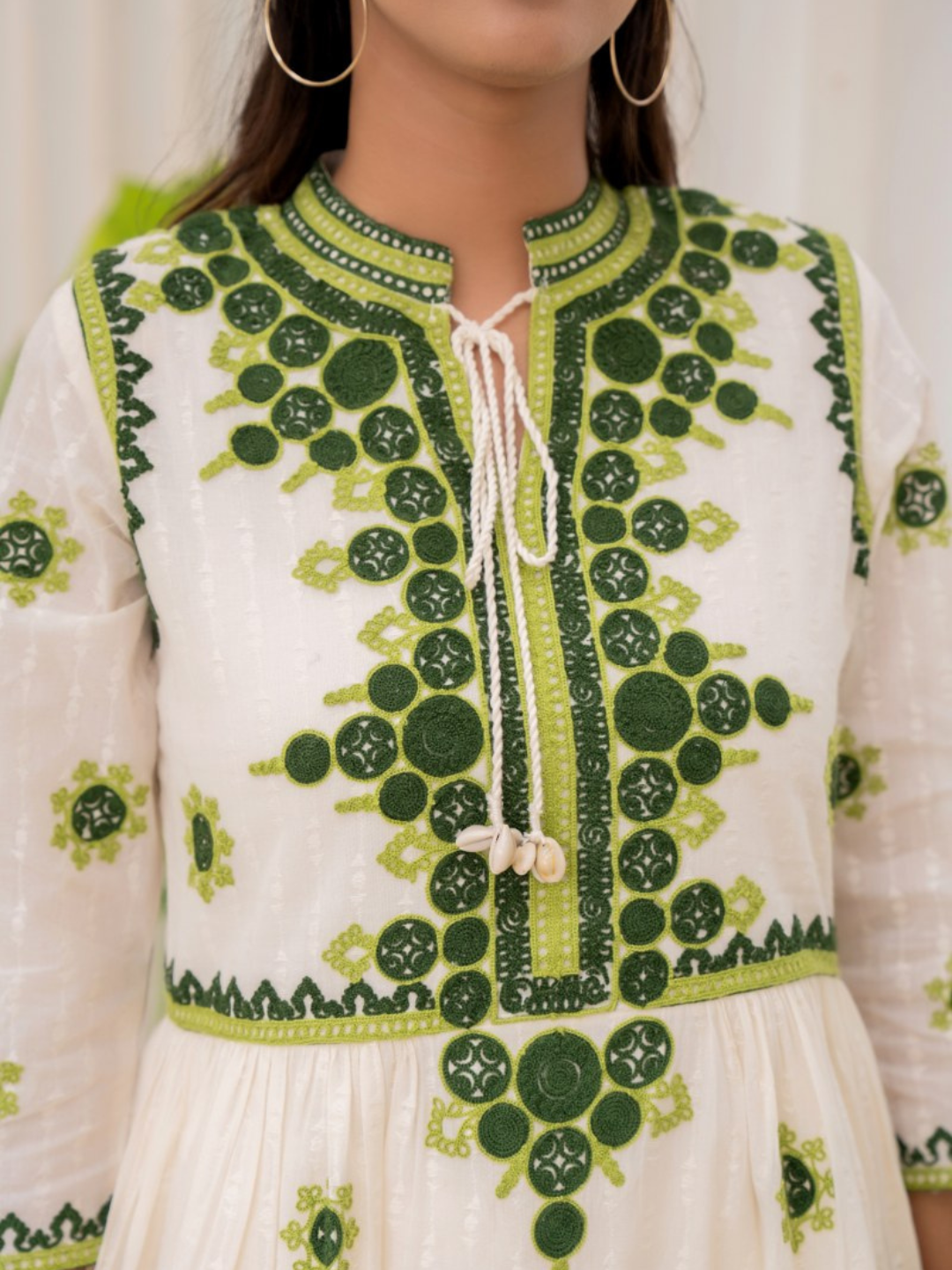 Embroidered Pure Cotton Tunic With Trousers