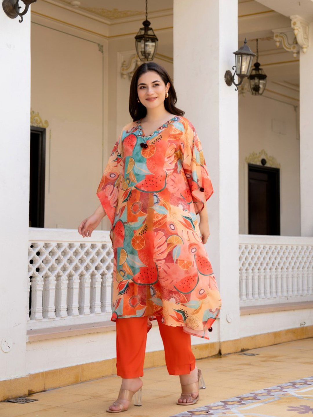 Fruit Printed Kaftan Set