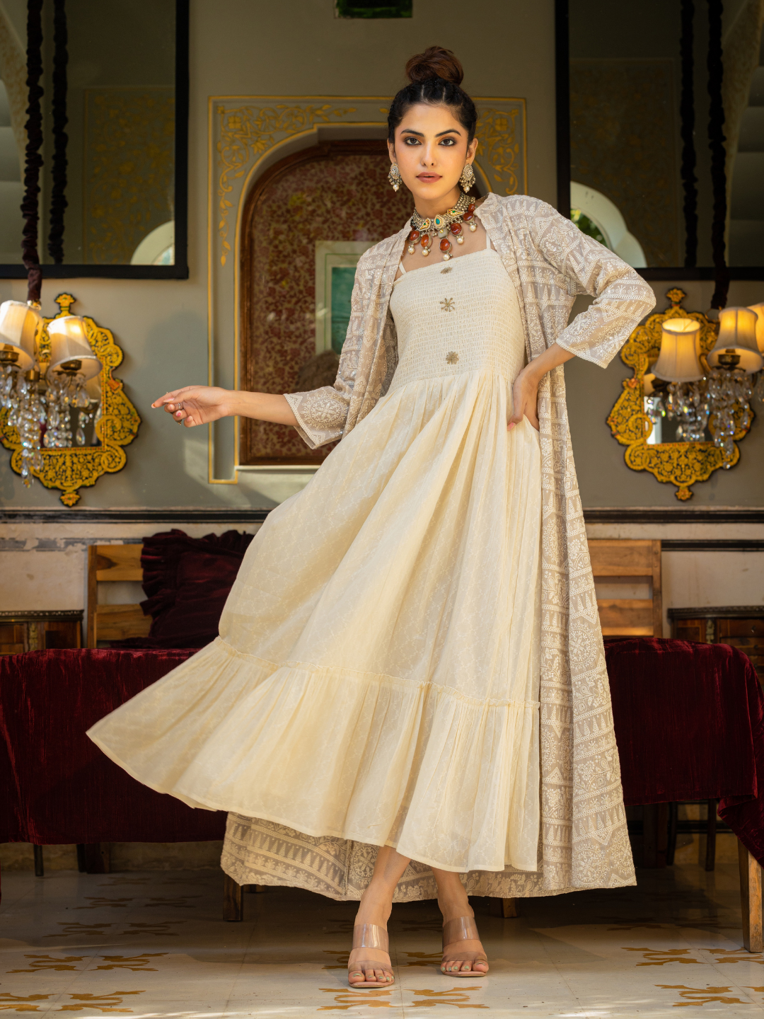 Embroidered Heavy Shrug Dress