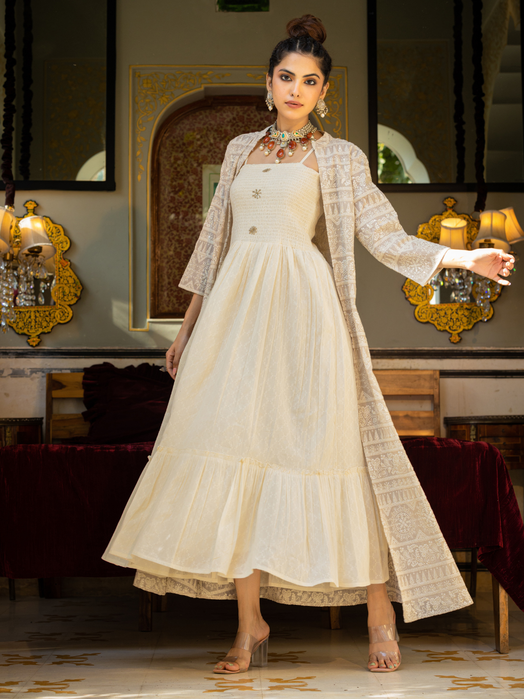 Embroidered Heavy Shrug Dress