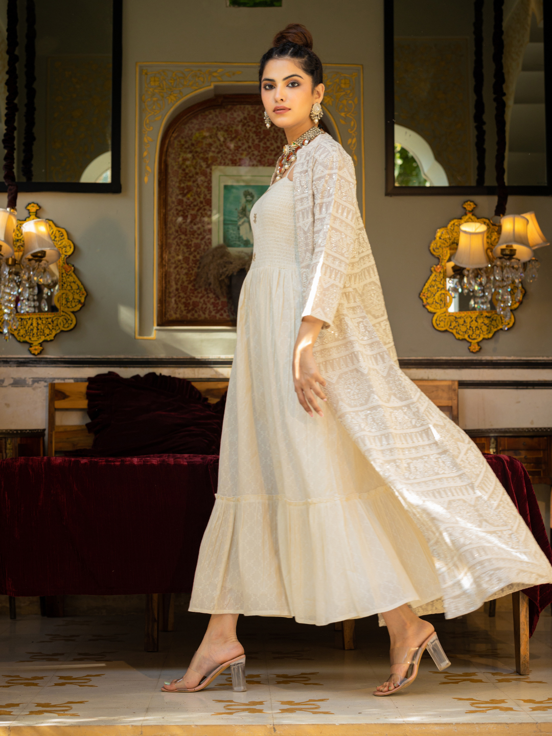 Embroidered Heavy Shrug Dress