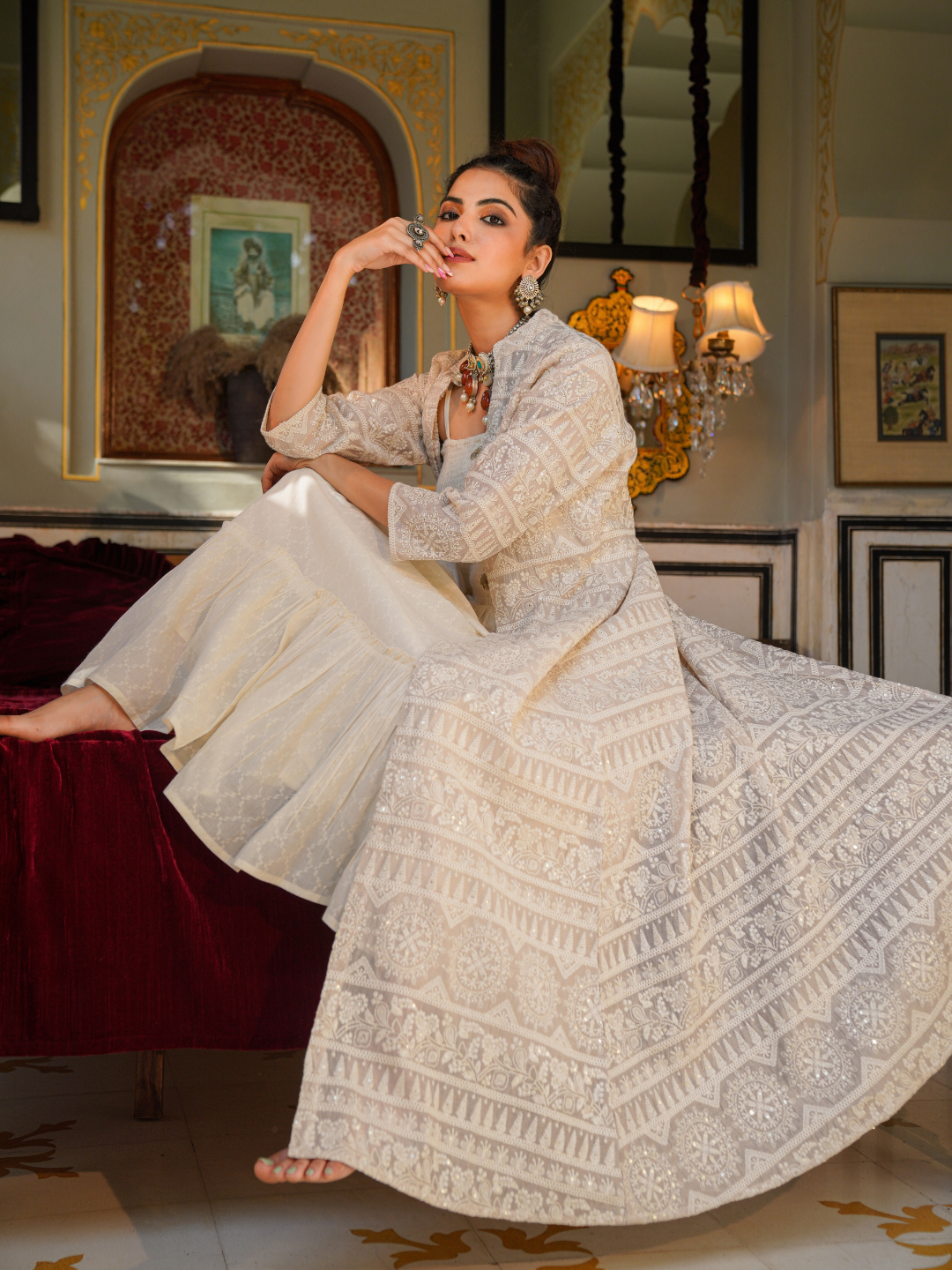 Embroidered Heavy Shrug Dress