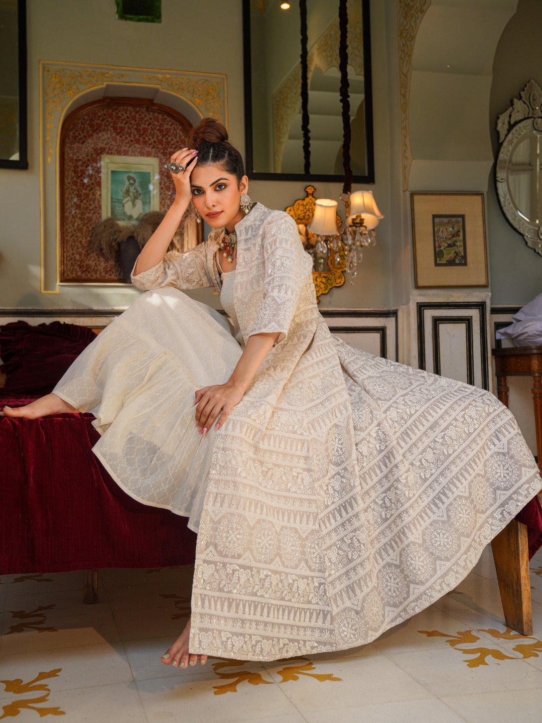 Embroidered Heavy Shrug Dress