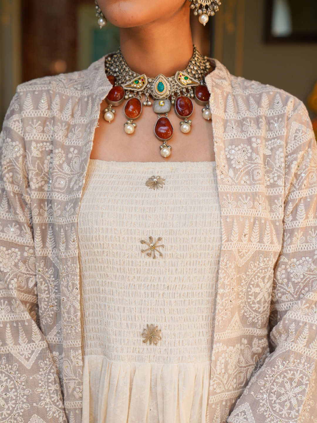 Embroidered Heavy Shrug Dress