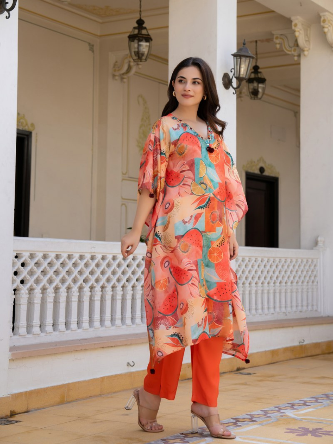 Fruit Printed Kaftan Set