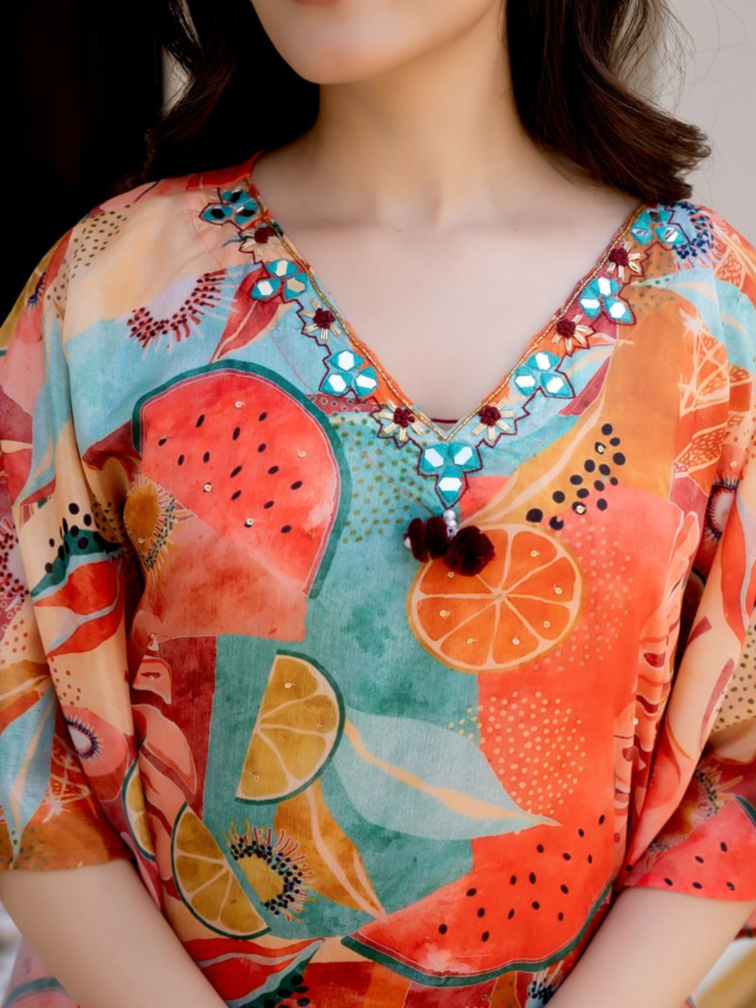 Fruit Printed Kaftan Set