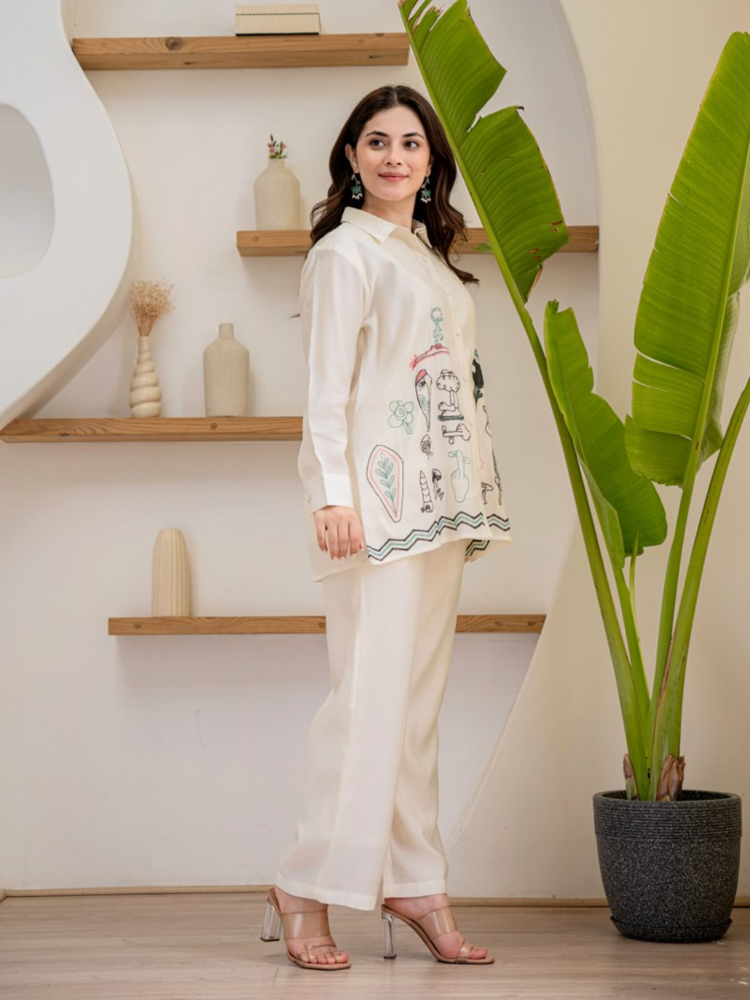 Cartoon Embroidered Co-ord Set