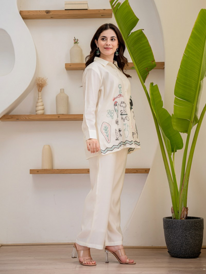 Cartoon Embroidered Co-ord Set