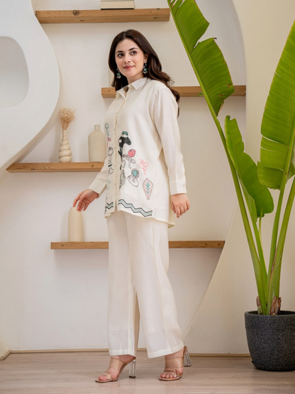 Cartoon Embroidered Co-ord Set