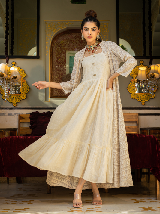 Embroidered Heavy Shrug Dress