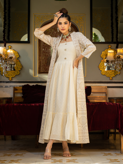 Embroidered Heavy Shrug Dress