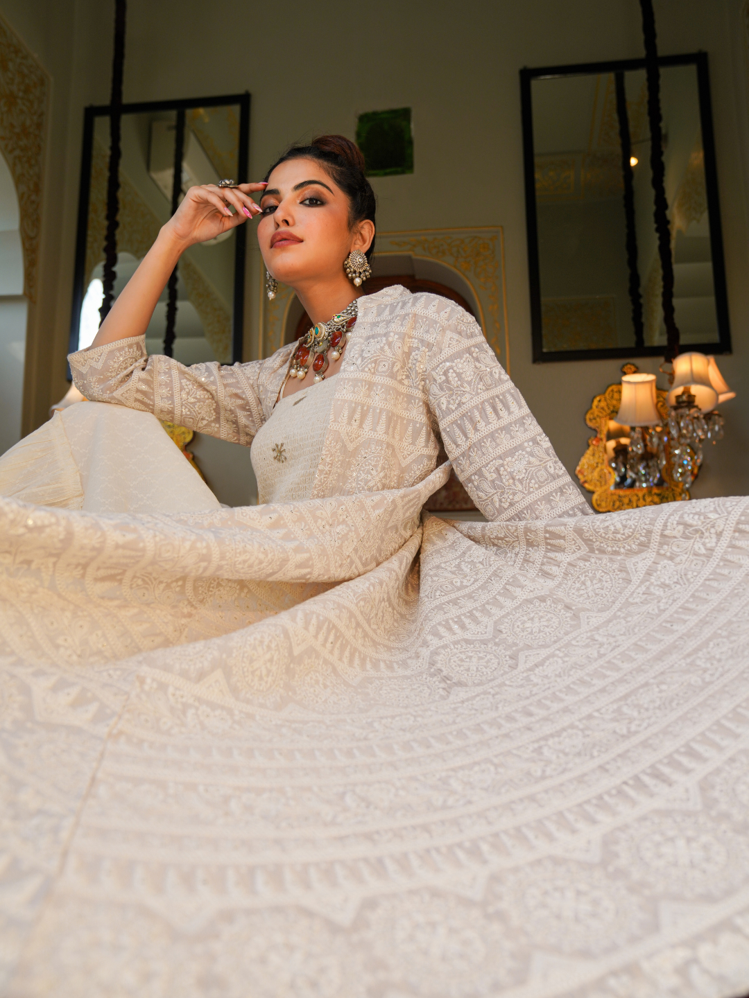 Embroidered Heavy Shrug Dress