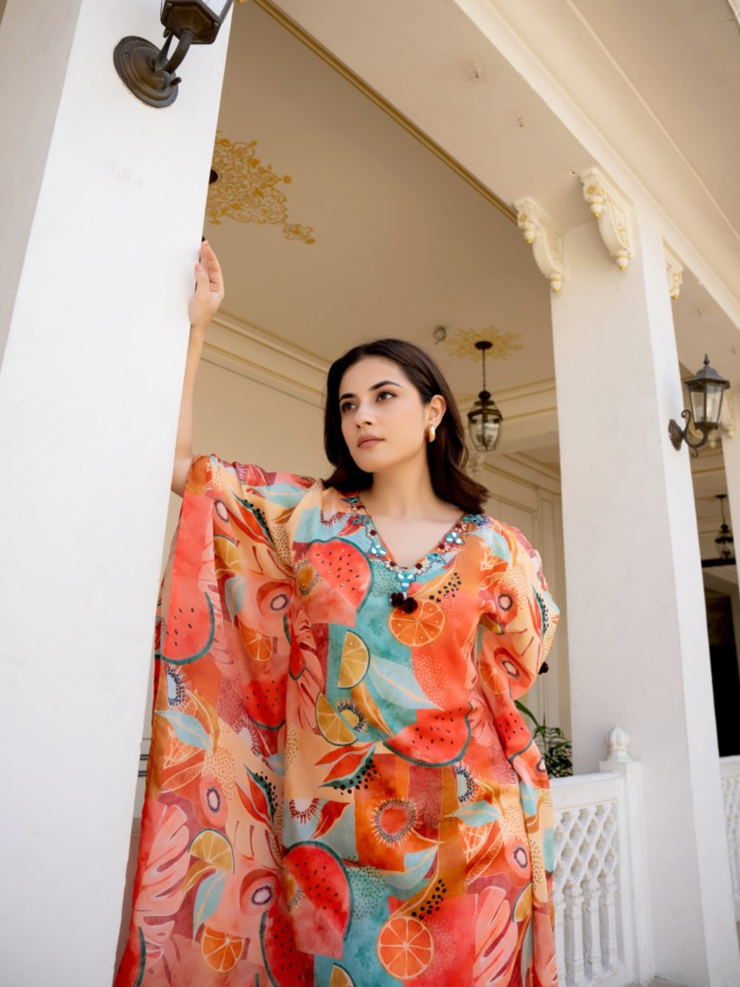 Fruit Printed Kaftan Set