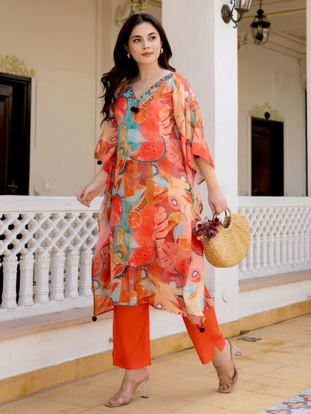 Fruit Printed Kaftan Set
