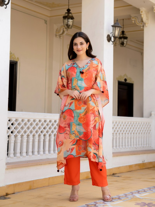 Fruit Printed Kaftan Set